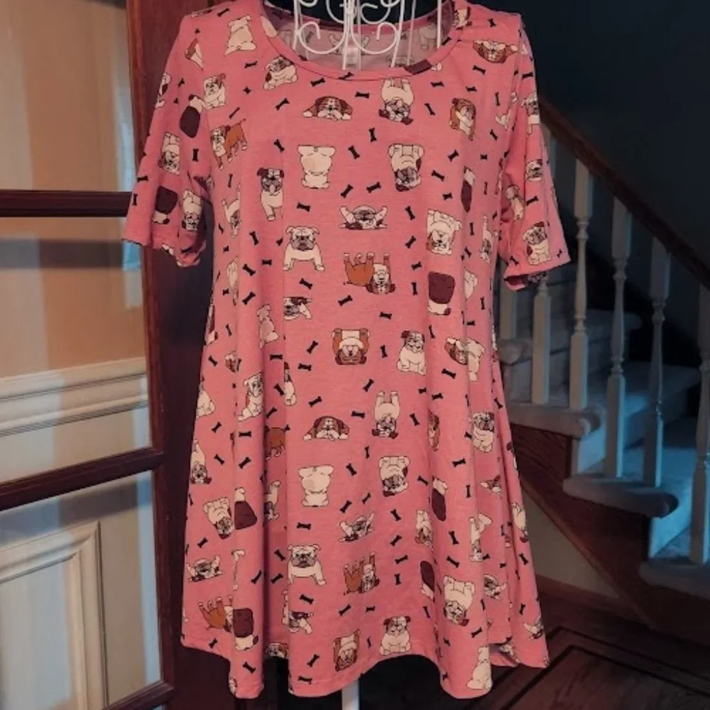 NWOT LuLaRoe sz XS dog print Tunic Shirt - Picture 1 of 2